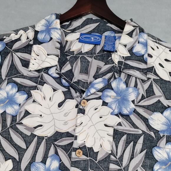 OP Ocean Pacific Men's Hawaiian Button Shirt Size Large Cotton Tropical Floral - Picture 4 of 12